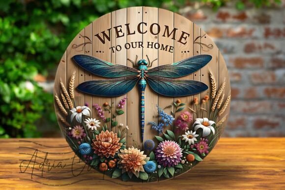 Download 3D Dragonfly Welcome Wreath Design Decal - Premium Resources