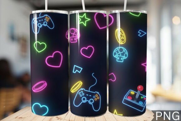 Download Gamer Girl Neon Tech Tumbler Wrap PNG - Premium Bundle
