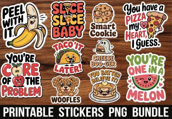 Download Kawaii Snack Funny Food Puns Stickers - Food Collection